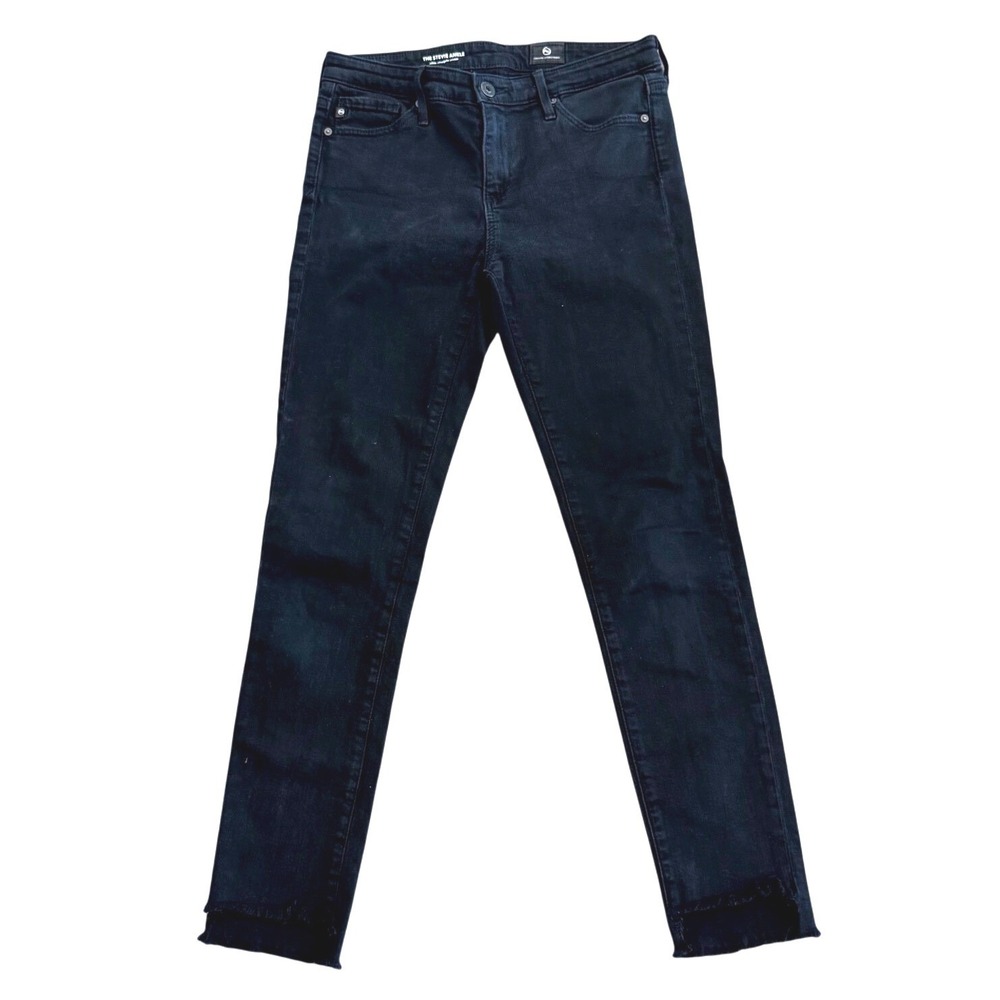 AG Adriano Goldschmied Stevie Ankle Black Coated Jeans‎ Slim Straight 25R